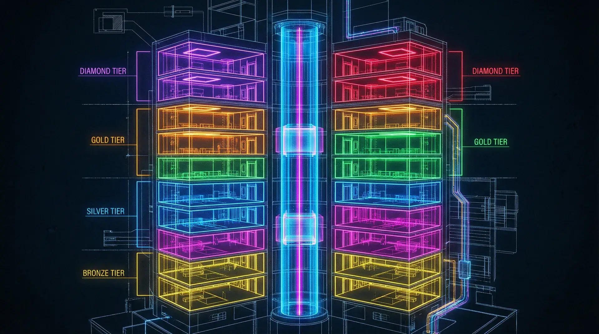 盛世棋牌 蓝图摩天楼VIP等级剖面图